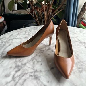 14th & Union Brown Leather Office Heels, US6.5